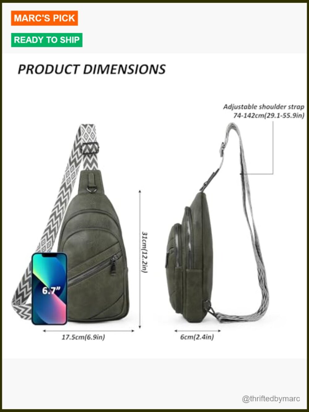 Leather Crossbody Sling Bag Adjustable Strap Travel Purse Fanny Pack - Picture 3 of 6